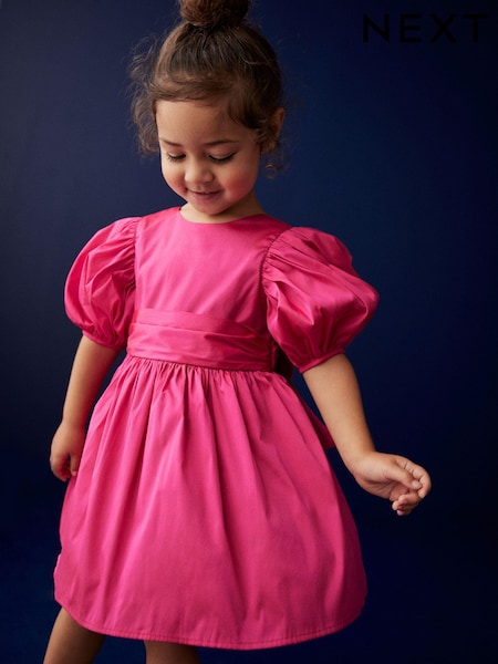 Roz fuchsia - Flower Fete Taffeta Fundă Rochie (3mths-8yrs) (T57857) | 178 LEI - 208 LEI