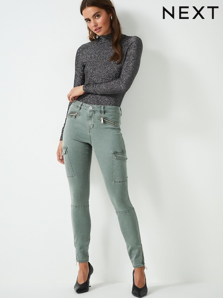 Sage Green Cargo Skinny Jeans (T57892) | €7