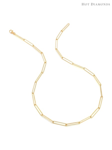 Hot Diamonds Gold Tone Embrace Square Wired 50cm Chain Necklace (T58163) | €100