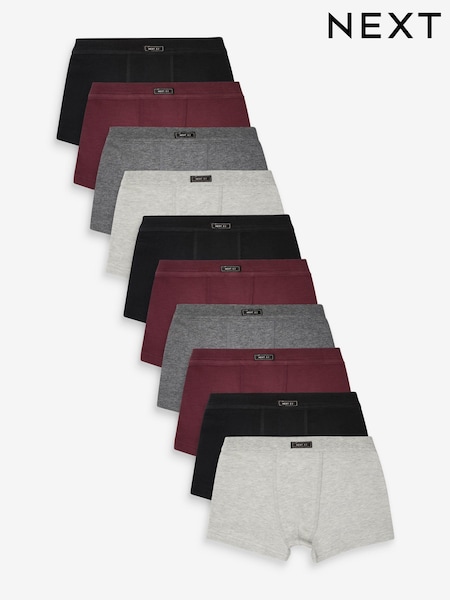 Plum Purple/Black/Grey 10 Pack Trunks (2-16yrs) (T58620) | €15.50 - €20