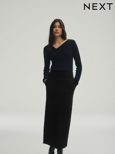 Black Long Midi Column Skirt (T58647) | €13