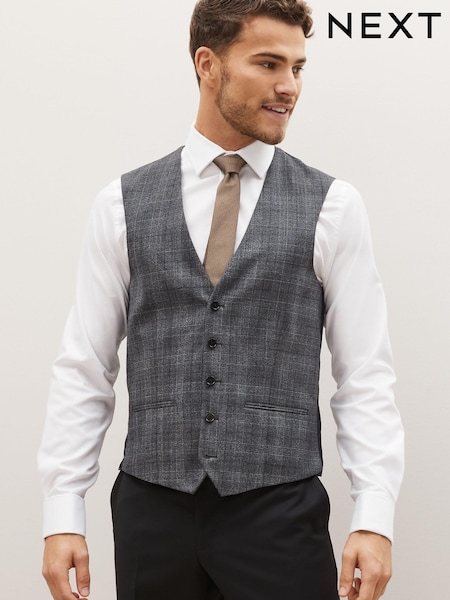 Grey Check Suit Waistcoat (T59138) | €22