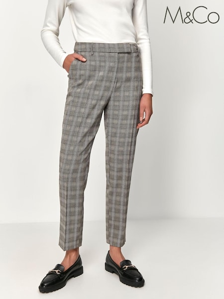 M&Co Grey Check Tapered Leg Trousers (T59309) | €11