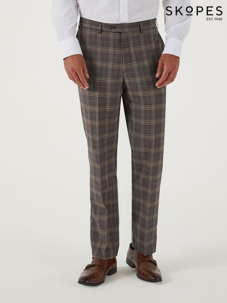 Skopes Brown Tailored Fit Ackley Check Suit: Trousers (T59449) | R$ 585