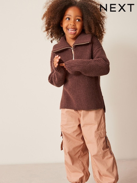 Chocolate Brown Half Zip Boxy Jumper (3-16yrs) (T59767) | €6 - €7