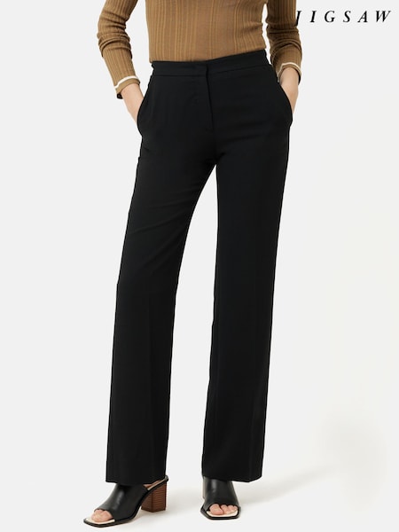 Jigsaw Black Fluid Twill Palmer Trousers (T59838) | €89