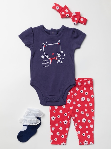Lily and Jack Baby Pink Fruits Print Cotton 4 Piece Gift Set (T59859) | €13
