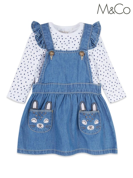 M&Co Blue Cat Pocket Pinny And Top Set (T59923) | €5