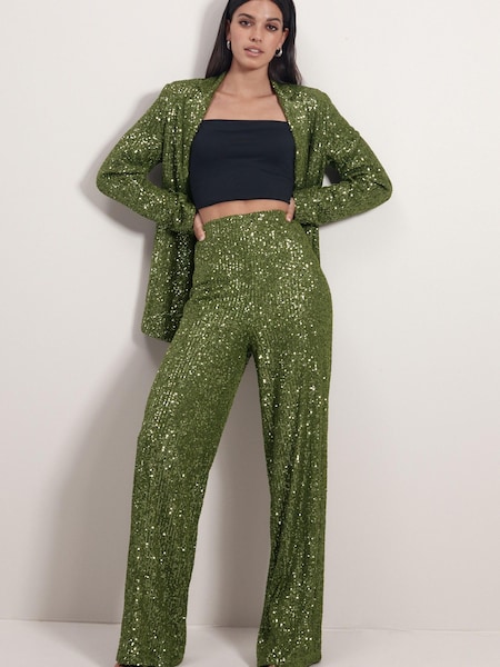 Green Sequin Wide Leg Trousers (T59977) | €29