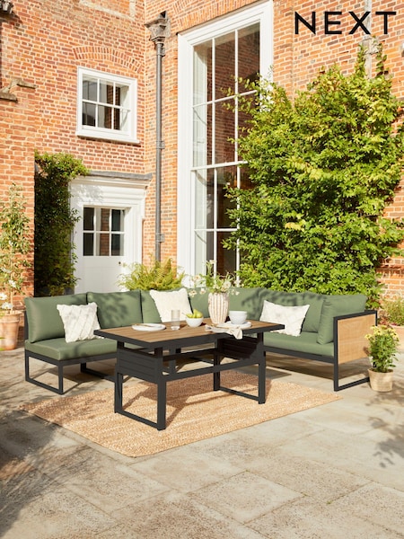 Sage Green Abel Rattan Garden Modular Sofa and Table Lounge Set (T60000) | €1,850