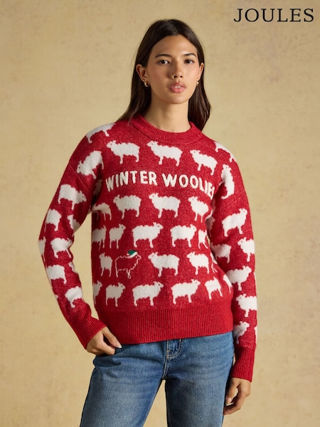 Rød - Winter Woolies Sheep Icon Crew Neck Knitted Jumper
