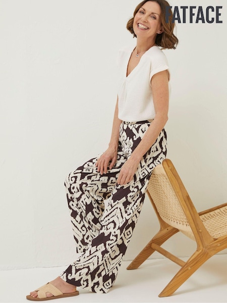 FatFace Brown Bold Ikat Isla Wide Leg Trousers (T60372) | €19