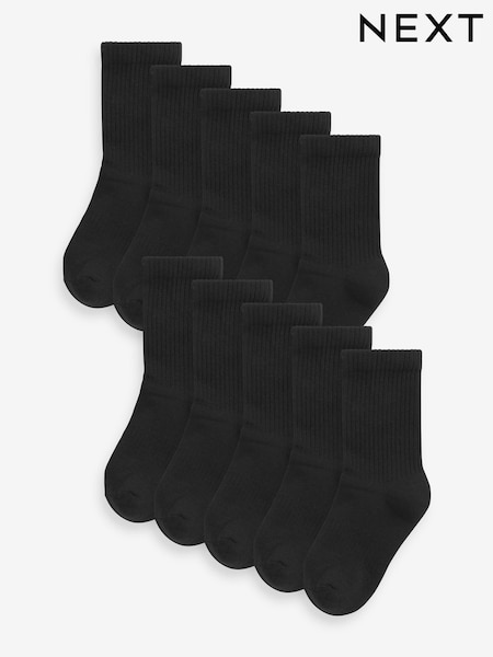 Schwarz - 10 Pack Cotton Rich Cushioned Footbed Ribbed Socks (T60383) | 12 € - 13 €