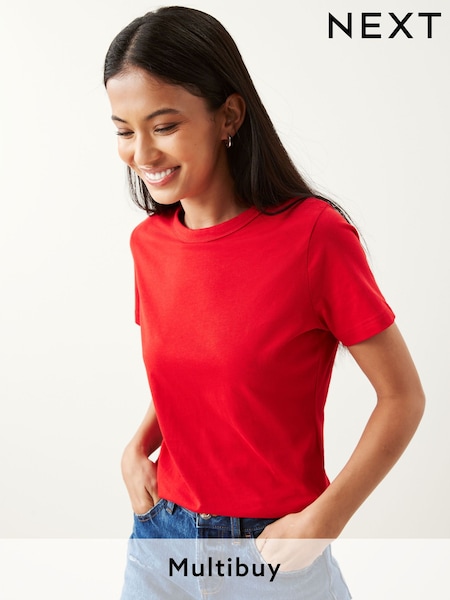 Red Essential Pure Cotton Short Sleeve Crew Neck T-Shirt (T60414) | €6