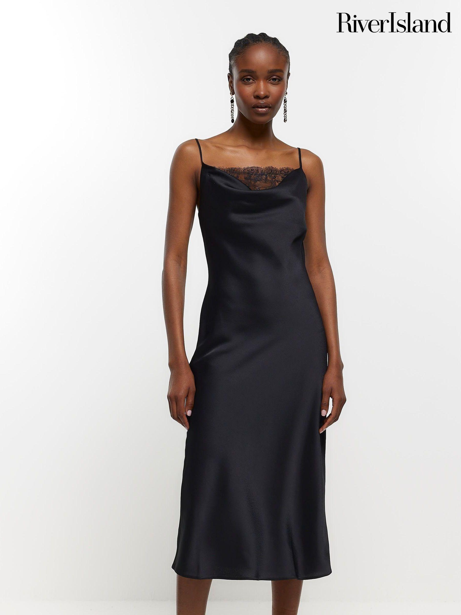 River island black silk dress new arrivals