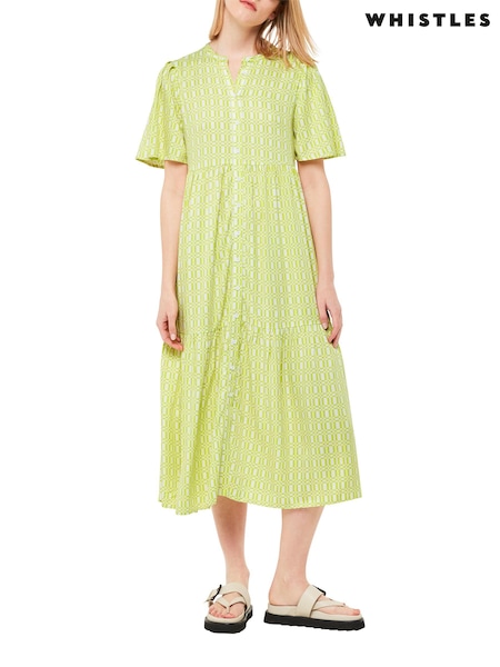 Whistles Green Link Check Trapeze Dress (T60789) | €79