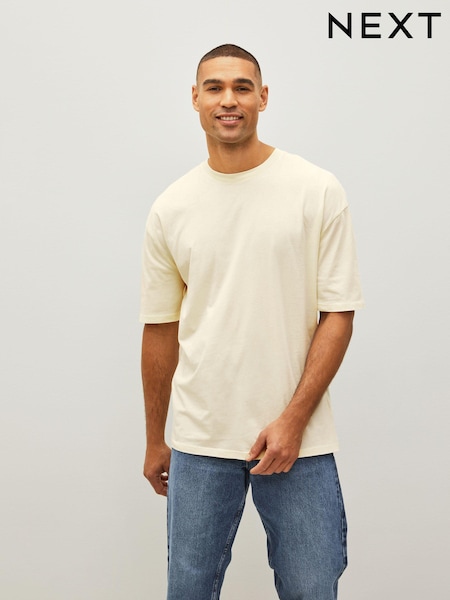 Ecru Natural Relaxed Fit Essential Crew Neck T-Shirt (T60852) | €4