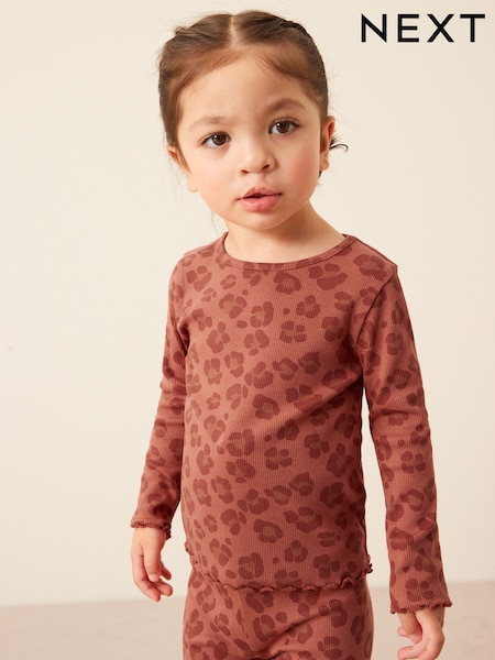 Animal Print Cotton Rich Long Sleeve Rib T-Shirt (3mths-7yrs) (T61673) | €3.50 - €4