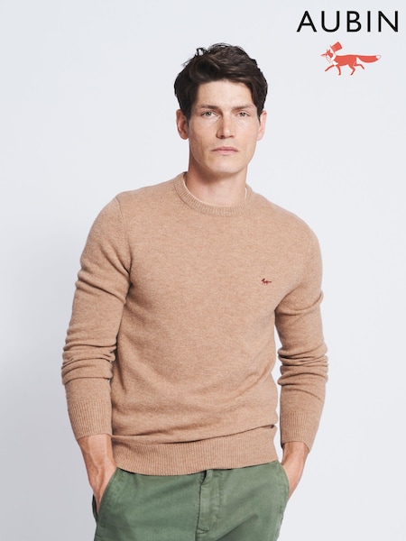 Aubin Westbourne Merino Wool Crew Brown Jumper (T61829) | €50