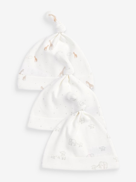 Alb gri cu model animal - 100% Cotton Cravată Top Bebeluș Pălării/Căciuli 3 Set (0-12luni) (T61860) | 25 LEI