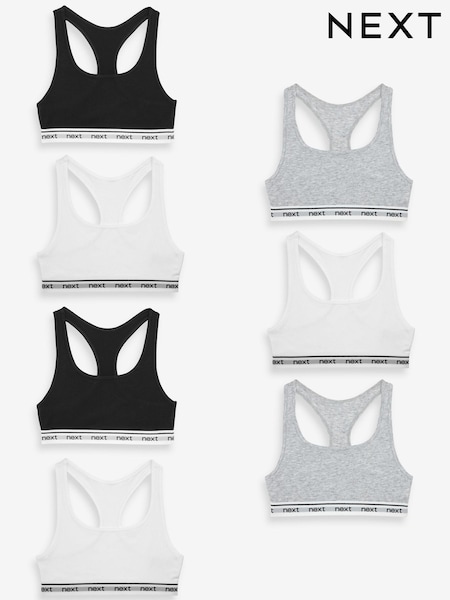 Črna/bela/siva - 7 Pack Racer Back Crop Tops (5-16yrs) (T61895) | € 16 - € 22