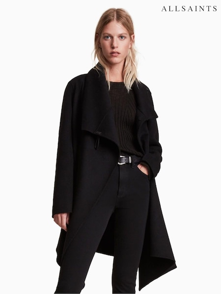 AllSaints Black Monument Eve Coat (T61971) | $627
