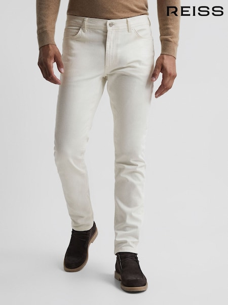 Reiss Ecru Santorini Tapered Slim Fit Stretch Jeans (T62511) | €170