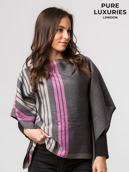 Pure Luxuries London Grey Zodiac 100% Merino Wool Poncho (T63292) | €185