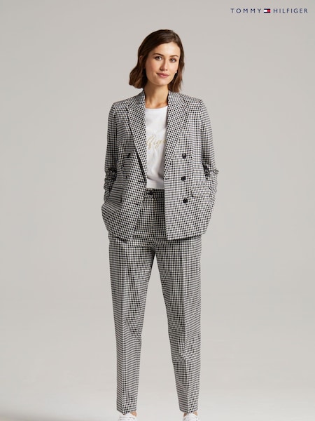 Tommy Hilfiger Black Houndstooth Tapered Trousers (T63381) | €102