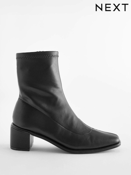 Black PU Extra Wide Fit Forever Comfort® Sock Ankle Boots (T63581) | €22