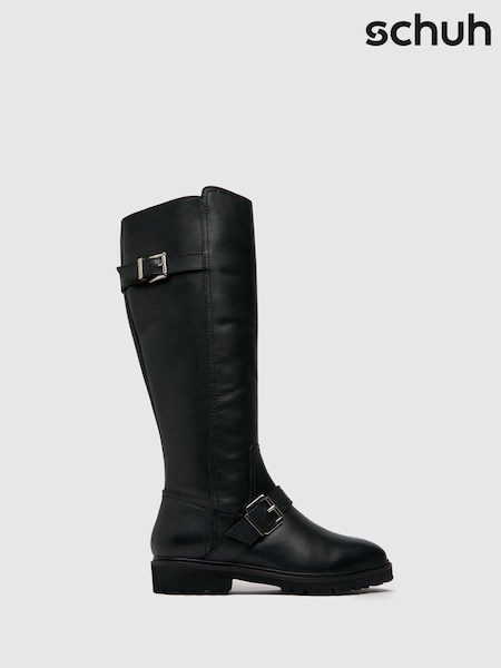 Schuh Darla Black Leather Rider Boots (T63718) | €53