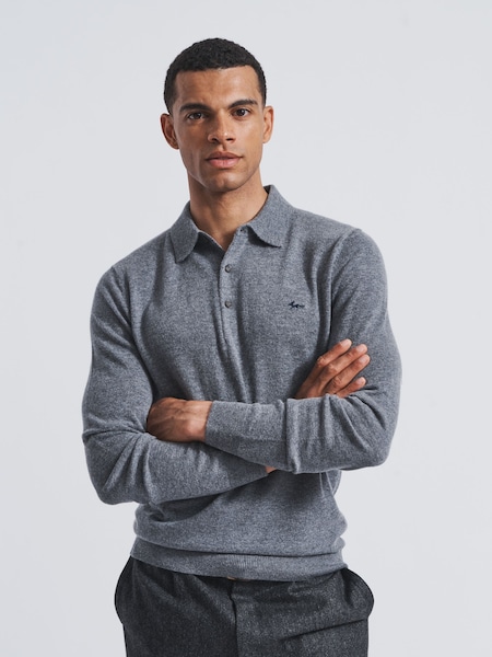 Aubin Grey Merino Cashmere Blend Polo Shirt (T64114) | €89