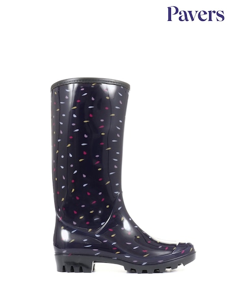Pavers Ladies Blue Polka Dot Wellington Boots (T65320) | €40