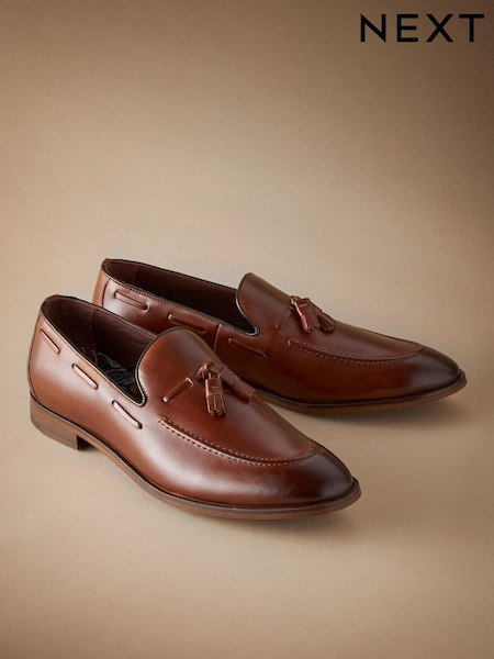 Светло-коричневый - Signature Leather Tassel Loafers (T66519) | €34