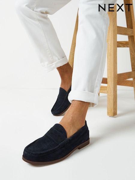Navy Blue Suede Penny Loafers (T66521) | € 36