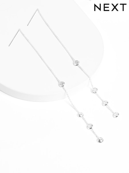 Silver Plated Sparkle Long Drop Earrings (T66558) | €8.50