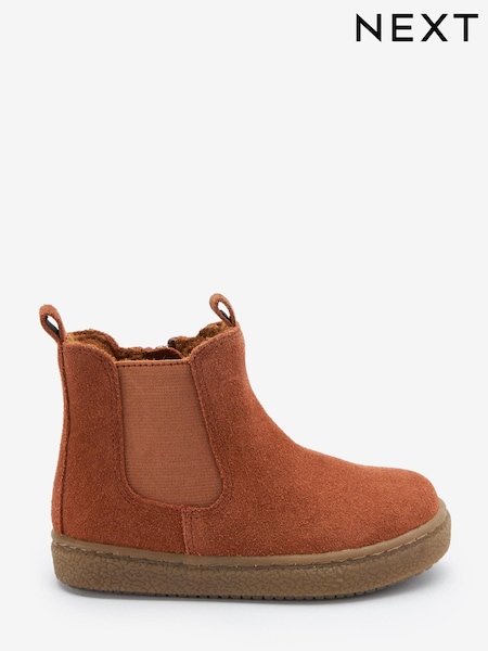 Tan Brown Water Repellent Suede - Warm Lined Chelsea Boots (T66653) | € 19 - € 22