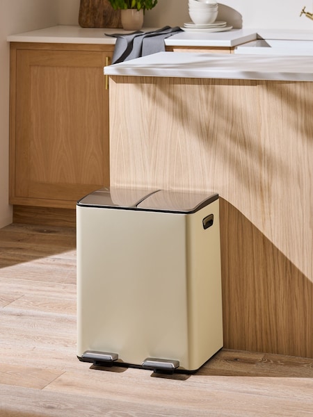 Cream 40L 3 compartment Recycling Soft Close Pedal Bin (T68054) | €126