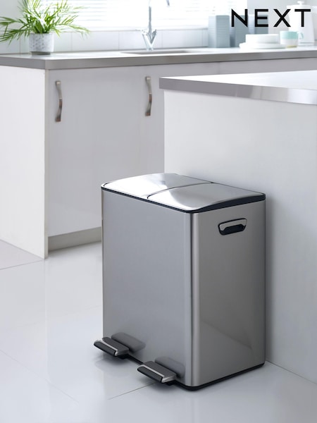 Chrome 40L 3 compartment Recycling Soft Close Pedal Bin (T68055) | €126