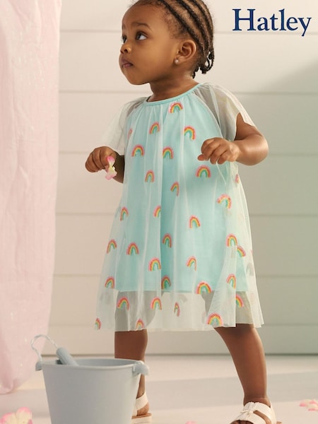 Hatley Girls Blue Shimmer Rainbows Baby Tiered Tulle Dress (T68343) | €13
