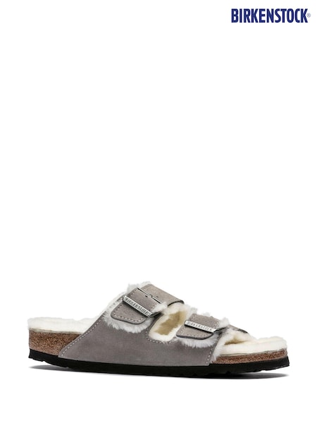 Birkenstock Grey Arizona Suede Shearling Sandals (T68420) | €86