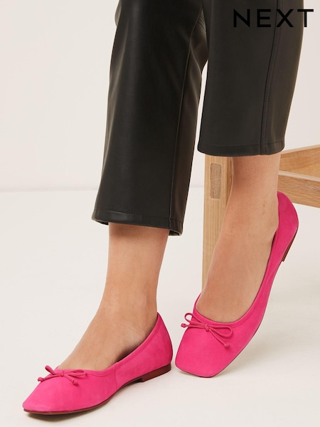 rožnata - Signature Angle Toe Bow Ballerina Shoes (T68510) | € 18