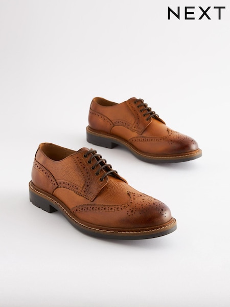 Tan Brown Modern Heritage Leather Brogue Shoes (T69023) | €43.50