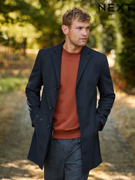 Navy Blue Epsom Overcoat (T70010) | €43