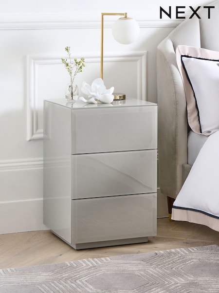 Dark Natural Sloane Glass Collection Luxe 3 Drawer Bedside Table (T70127) | €460