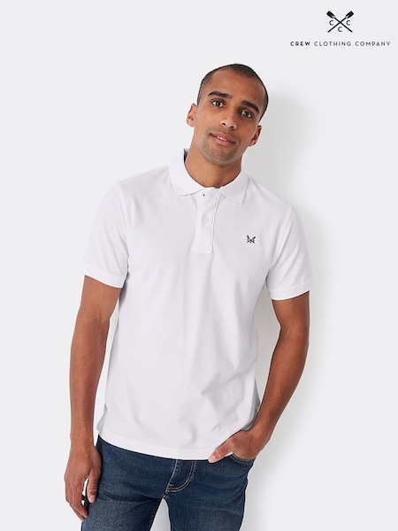 Crew Clothing White 100% Cotton Classic Pique Polo Shirt (T70961) | 183 QAR