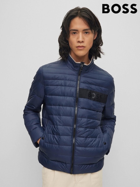 BOSS Blue Water Repellent 3D Tape Logo Padded Quilted Jacket (T71269) | €183