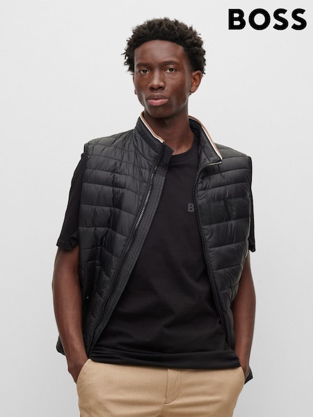 BOSS Black Water Repellent 3D Tape Logo Padded Quilted Gilet (T71270) | €132