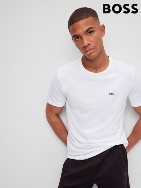 BOSS White/Black Logo Curved Logo Regular Fit T-Shirt (T71441) | €27