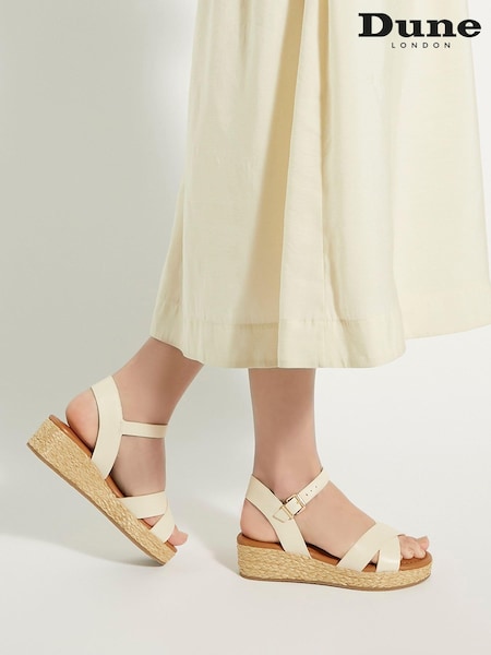Dune London White Standard Fit Linnie Cross-Strap Flatform Sandals (T71484) | €101